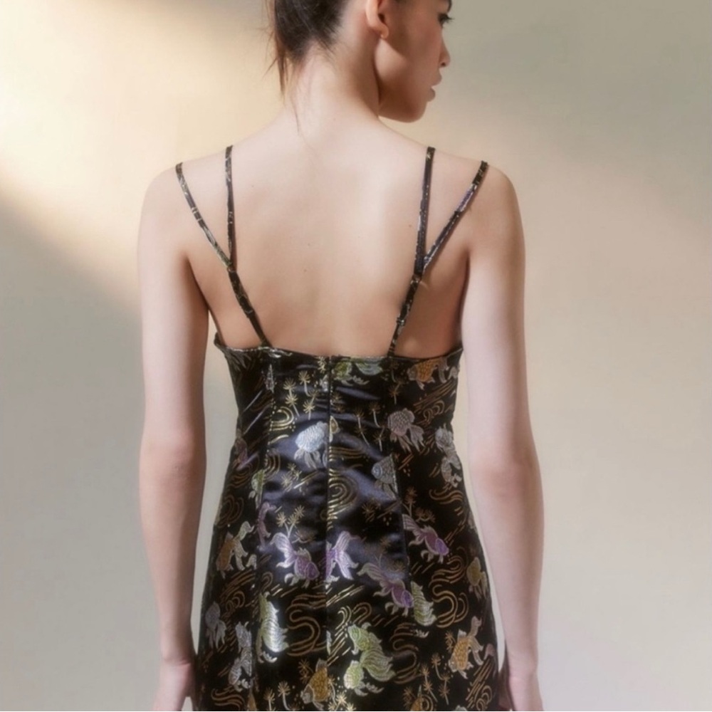 Urban Outfitters | Cassie Satin Strappy Back Black Mini Dress Koi Small New - Picture 2 of 6